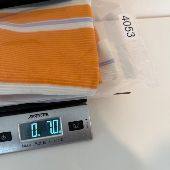 Lulus Dress Women Medium Orange White Striped Sleeveless Bodycon Mini Ribbed - Picture 10 of 10